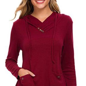 Women's long sleeve asymmetrical bottom Hoodie